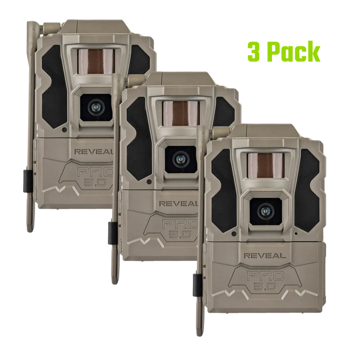 3-Pack TACTACAM REVEAL PRO 3.0 Cellular Trail Camera No-Glow IR GPS