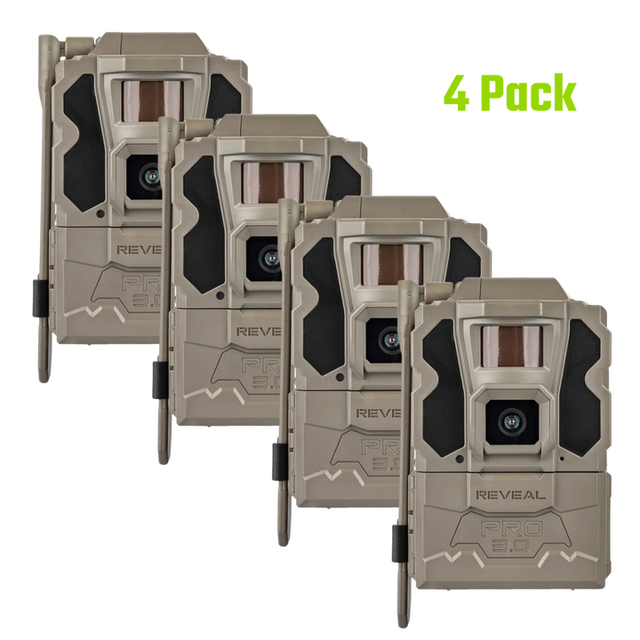 4-Pack TACTACAM REVEAL PRO 3.0 Cellular Trail Camera No-Glow IR GPS