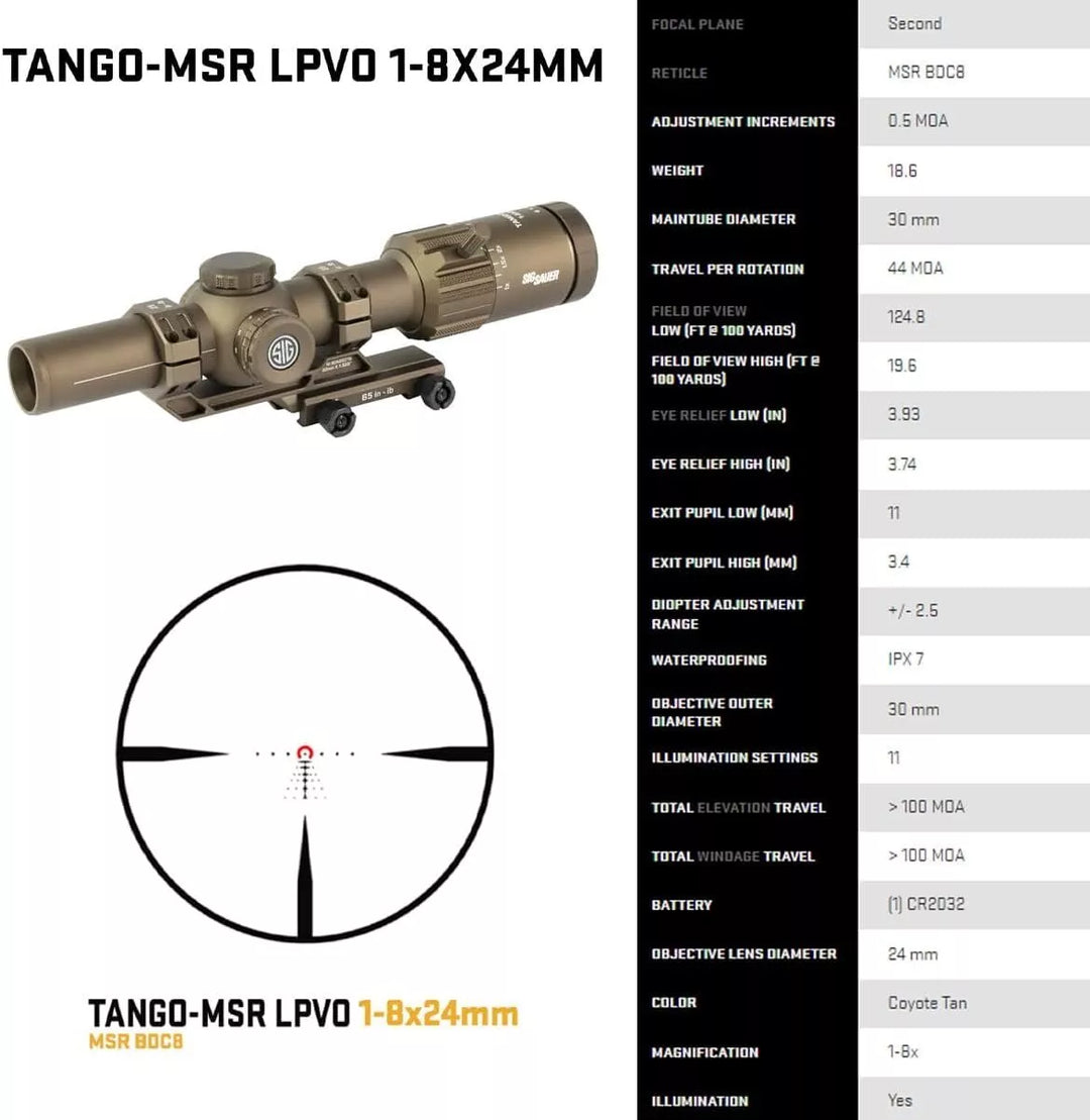 Sig Sauer TANGO-MSR LPVO 1-8X24mm Riflescope