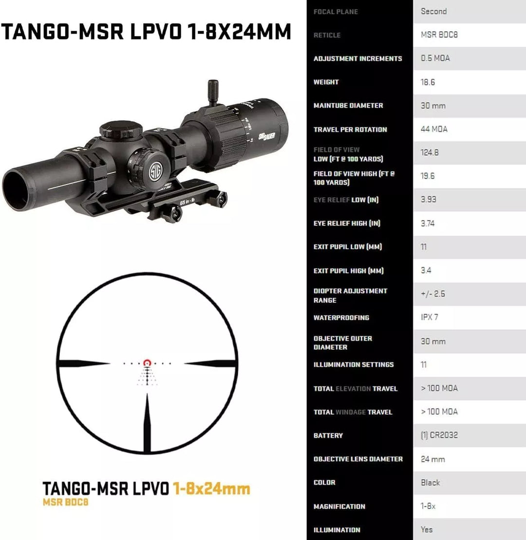 Sig Sauer TANGO-MSR LPVO 1-8X24mm Riflescope