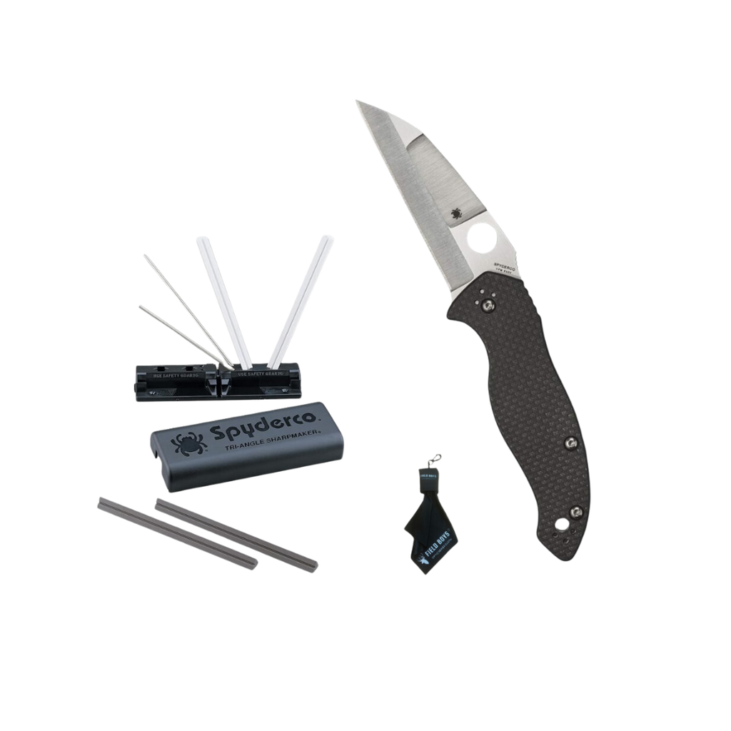 Spyderco Canis Knife - PlainEdge and Knife Sharpening Set Bundle