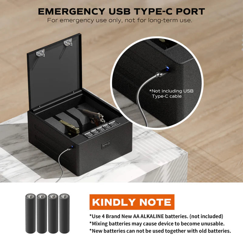RPNB Biometric 4 Handgun Capacity Gun Safe with Digital Key Pad RP2016
