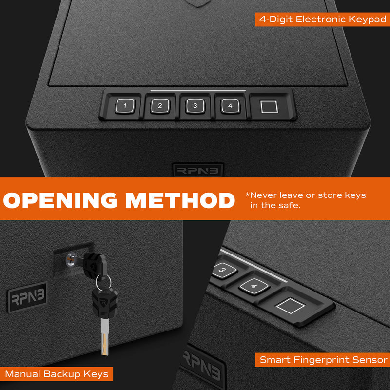 RPNB Biometric 4 Handgun Capacity Gun Safe with Digital Key Pad RP2016