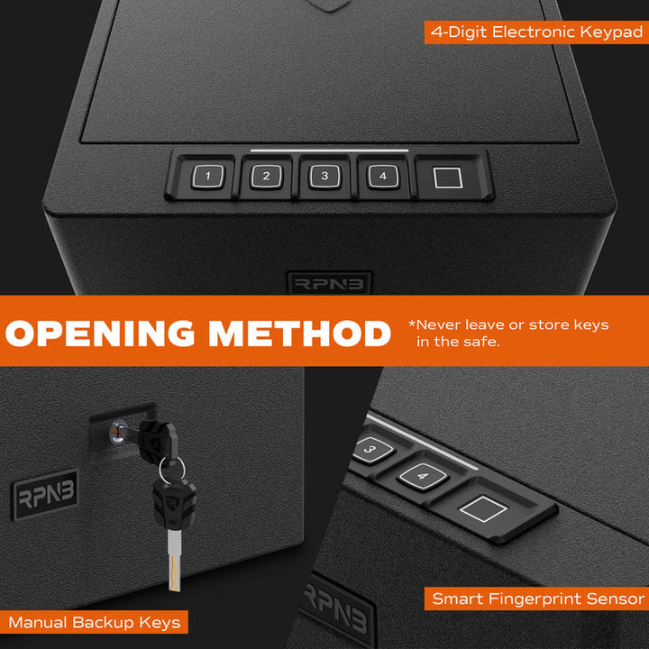 RPNB Biometric 4 Handgun Capacity Gun Safe with Digital Key Pad RP2016
