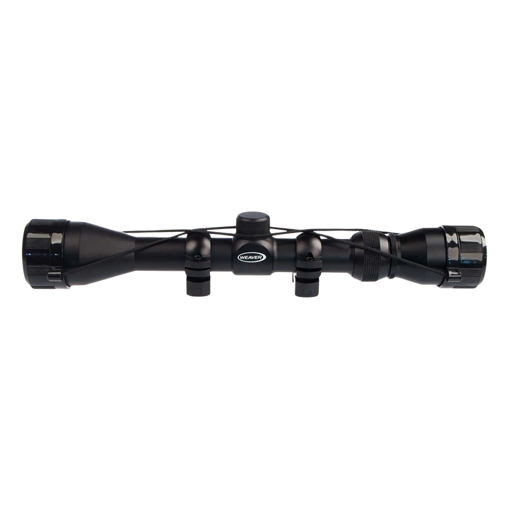 Weaver 3-9x40mm riflescope with tethered lens covers and 1 inch rings