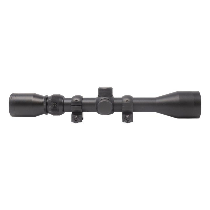 Weaver 3-9x40mm riflescope with Dual-X reticle and 1 inch rings, side profile