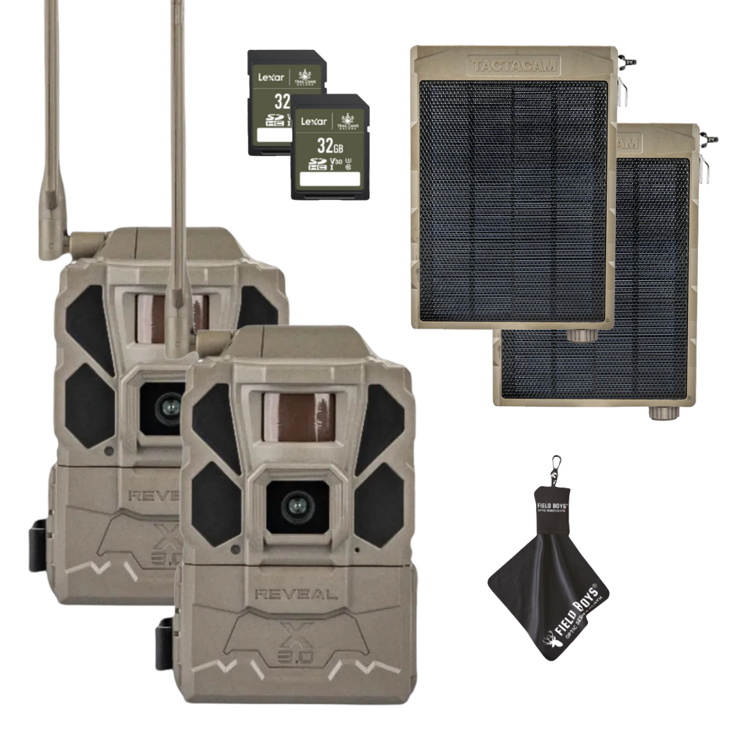 Buy 2 & Save! TACTACAM REVEAL X GEN 3.0  with Solar Panels, SD Cards and Cleaning Cloth