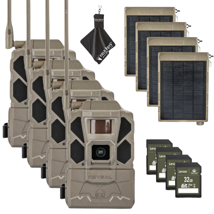 BUY 4 & SAVE! TACTACAM REVEAL X GEN 3.0  with Solar Panels, SD Cards and Cleaning Cloths
