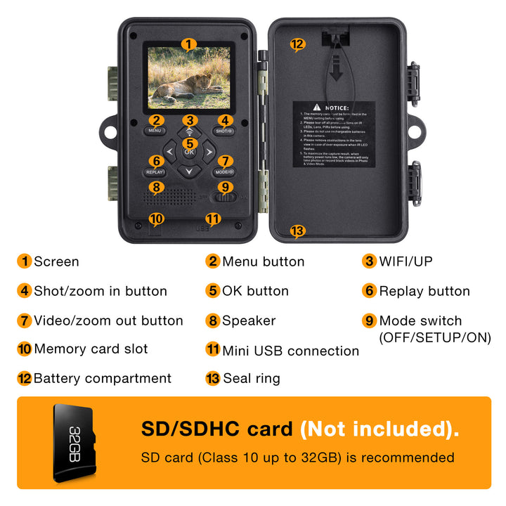 Campark T80 WiFi 20MP 1296P Trail Camera - Freedom USA Sales