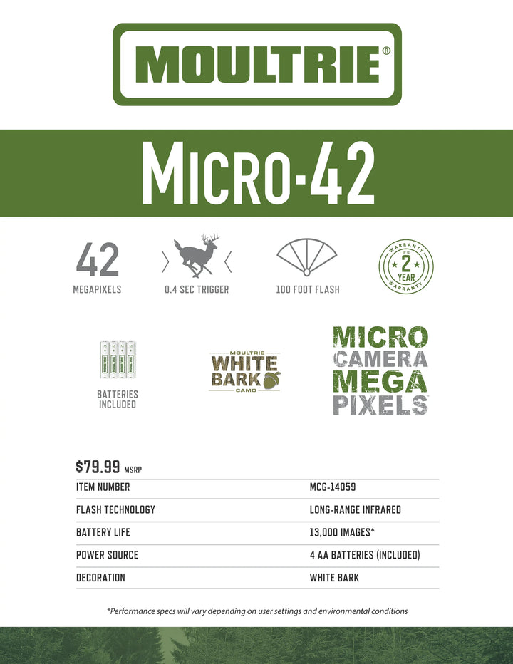 Micro-42 Game Camera Kit 42MP Fast Trigger Long Range Flash